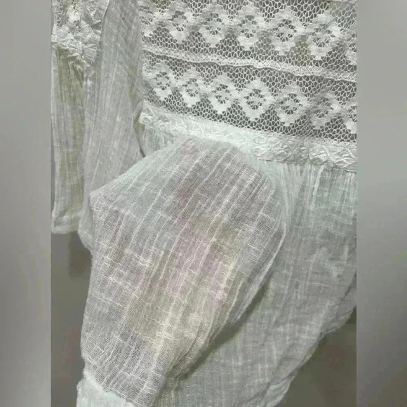 Free People Carry Me Away Gauze Peasant Boho Women's Top Size M - Picture 10 of 11